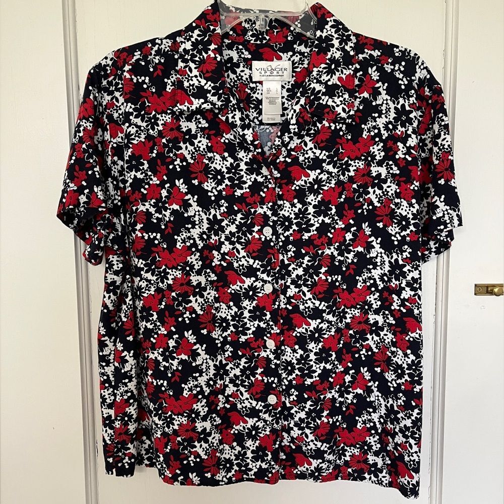 Villager blouse, red, white, and blue, L